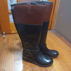Marc Fisher Black/Brown Leather Wide Calf boots 7.5W